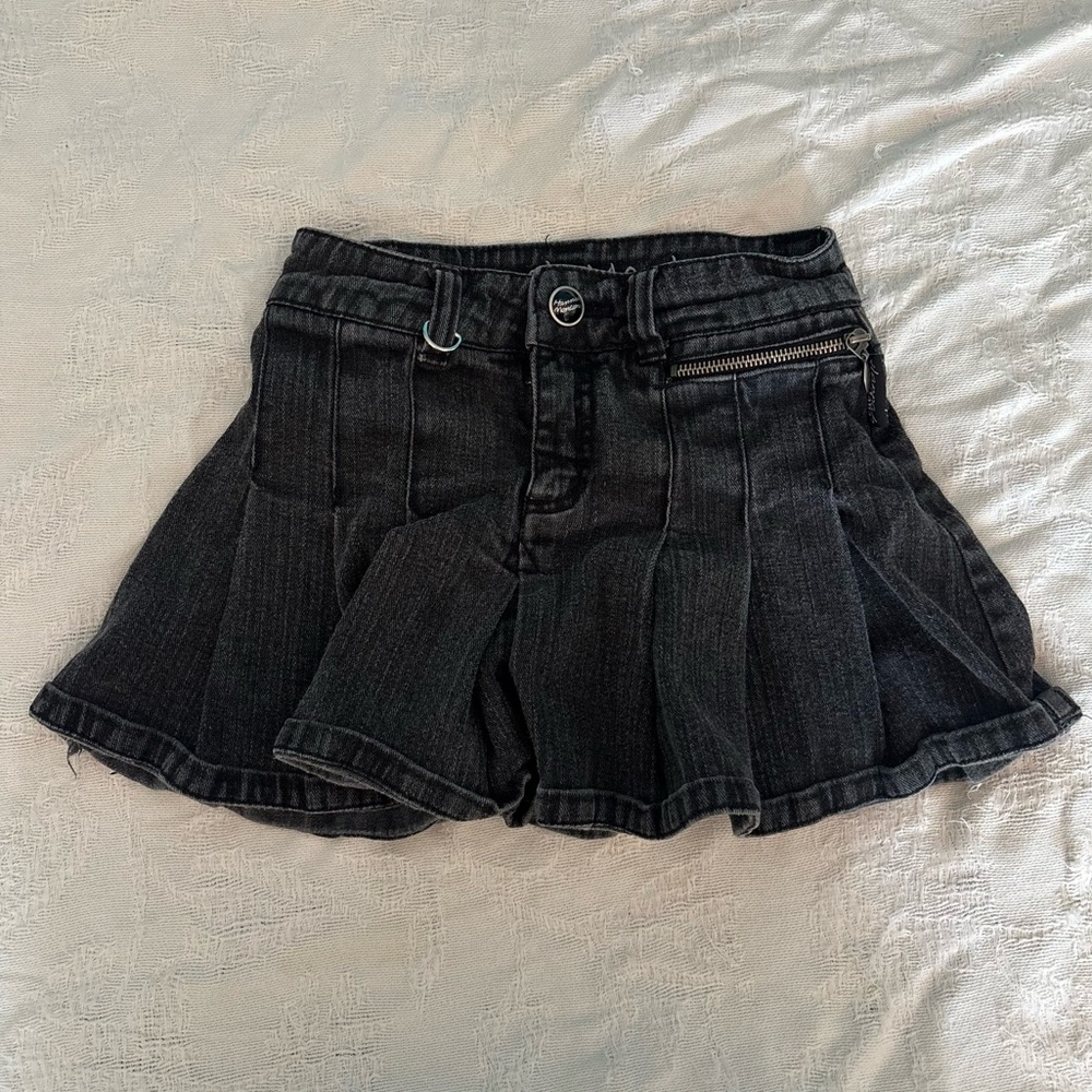 Hannah Montana Black Denim Jean Pleated Ruffled Mini Skirt Size 8